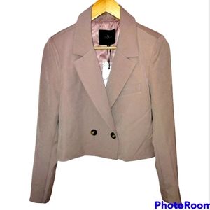 7FAM Blazer M beige crop nwt